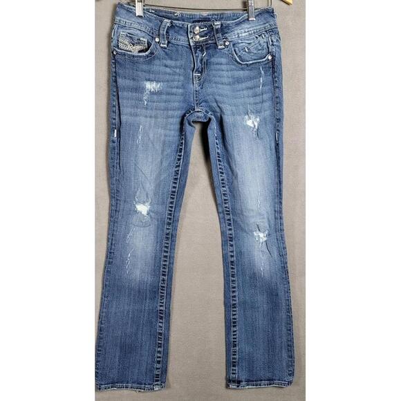 VIGOSS The Chelsea Women's Size 5/6 Slim Boot Low Rise Distressed Denim Jeans - Picture 1 of 15